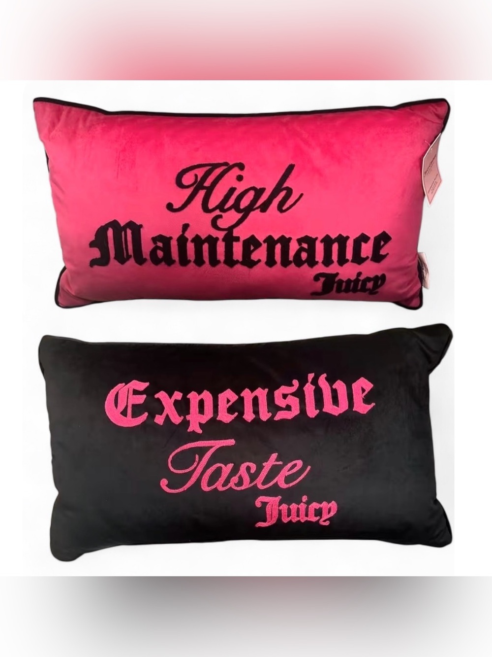 Juicy Couture Double Sided Pink and Black Pillow
